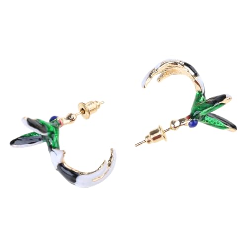 Hummingbird Geformte Emaille Drop Ohrringe Mit Stabil von Chevnzev