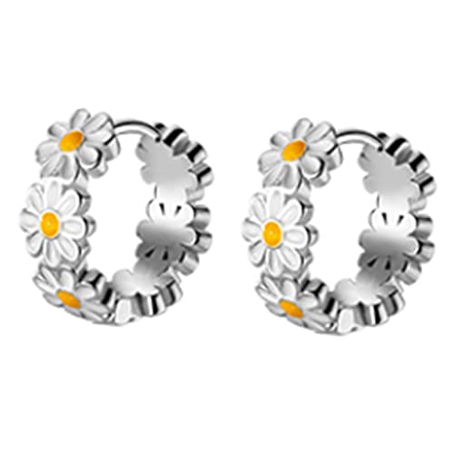 Kleine Gänseblümchenblumen Hoops Ohrringe Geschenk Für Frauen Sensible Ohren Mode Hypoallergene Schmuck Exquisite Huggie Huggie Hoop Für Frauen Männer von Chevnzev