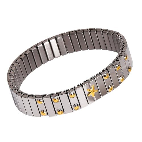 Luxuriöses Edelstahlarmband Stylish Elastic Verstellbarer Schmuck Edelstahl Handgelenk Kette Charm Elastizität von Chevnzev