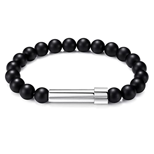 Modearmband Dekorative Handgelenk Kette Starker Elastischer Schnur 8mm Perlen Handgefertigtes Armreif Weihnachten Prom Geschenk Edelstahl Röhrchen Naturstein Handgelenk Armband Strong Elastic Cord Day von Chevnzev