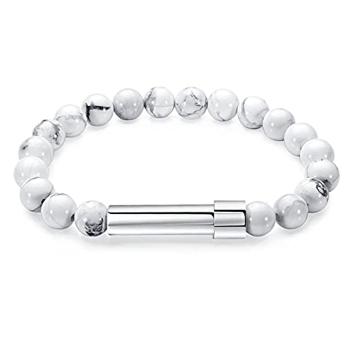 Modearmband Dekorative Handgelenk Kette Starker Elastischer Schnur 8mm Perlen Handgefertigtes Armreif Weihnachten Prom Geschenk Edelstahl Röhrchen Naturstein Handgelenk Armband Strong Elastic Cord Day von Chevnzev