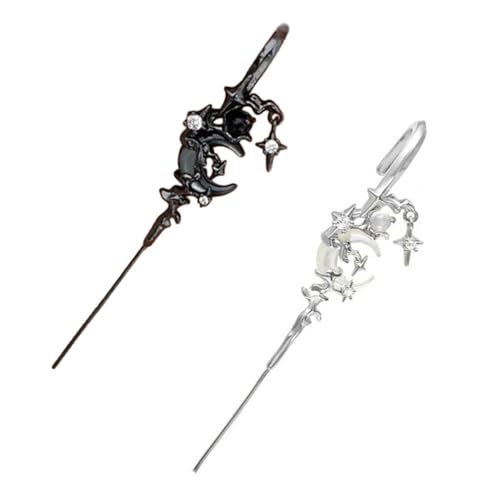 Set Von 2 Einzigartigen Mondohrringen Party Date Hochzeit Modischer Ohrschmuck Für Stilvolle Outfits Elegante Hengste Ohrringe Ohrringe von Chevnzev