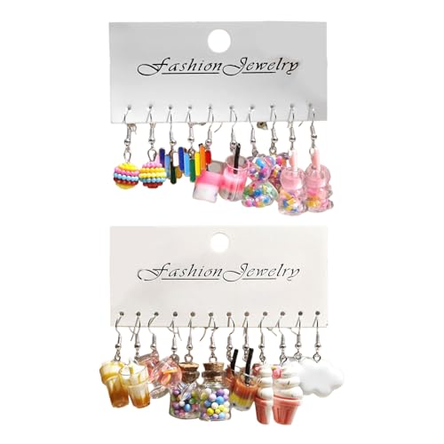Trendige Neuheit Bubble Milk Teas Ohrringe Set 11 Einzigartige Designs Für Stilvolle Damen Und Schüler Täglich Verwenden Freizeitbekleidung Realistischer Getränke Charme von Chevnzev