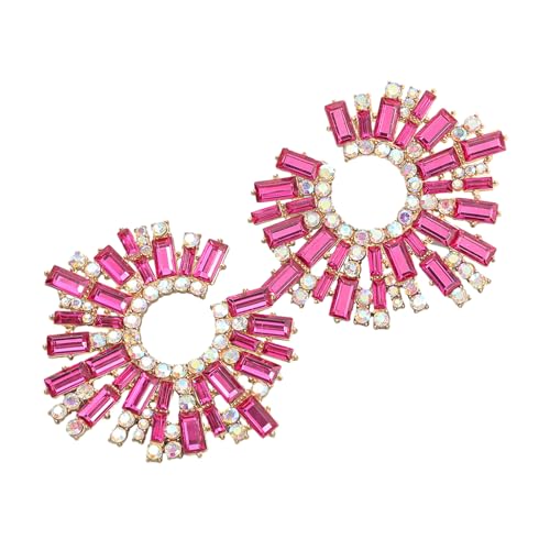 Trendy Crystal Sunflower Form Ohrringe Großer Kreis Blumenstift Mode Schmuck Für Frauen Girls Legierung Accessoire von Chevnzev