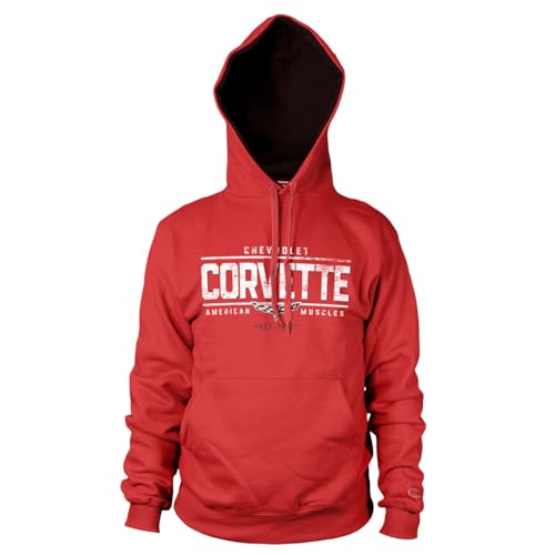 Chevrolet Offizielles Lizenzprodukt Corvette - American Muscles Kapuzenpullover (Rot), XX-Large von Chevrolet