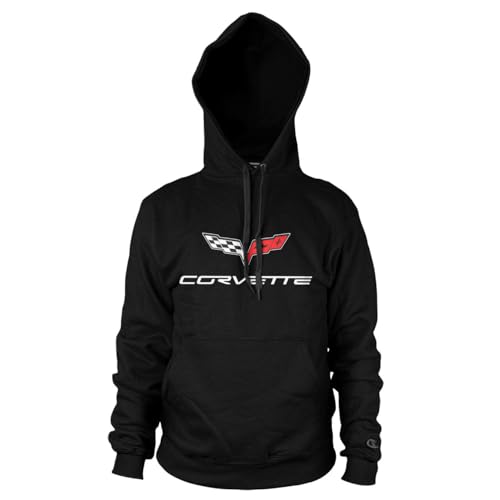 Chevrolet Offizielles Lizenzprodukt Corvette C6 Logo Kapuzenpullover (Schwarz), X-Large von Chevrolet