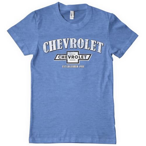 Chevrolet Offizielles Lizenzprodukt Established 1911 Herren-T-Shirt (Blau-Heather), Small von Chevrolet