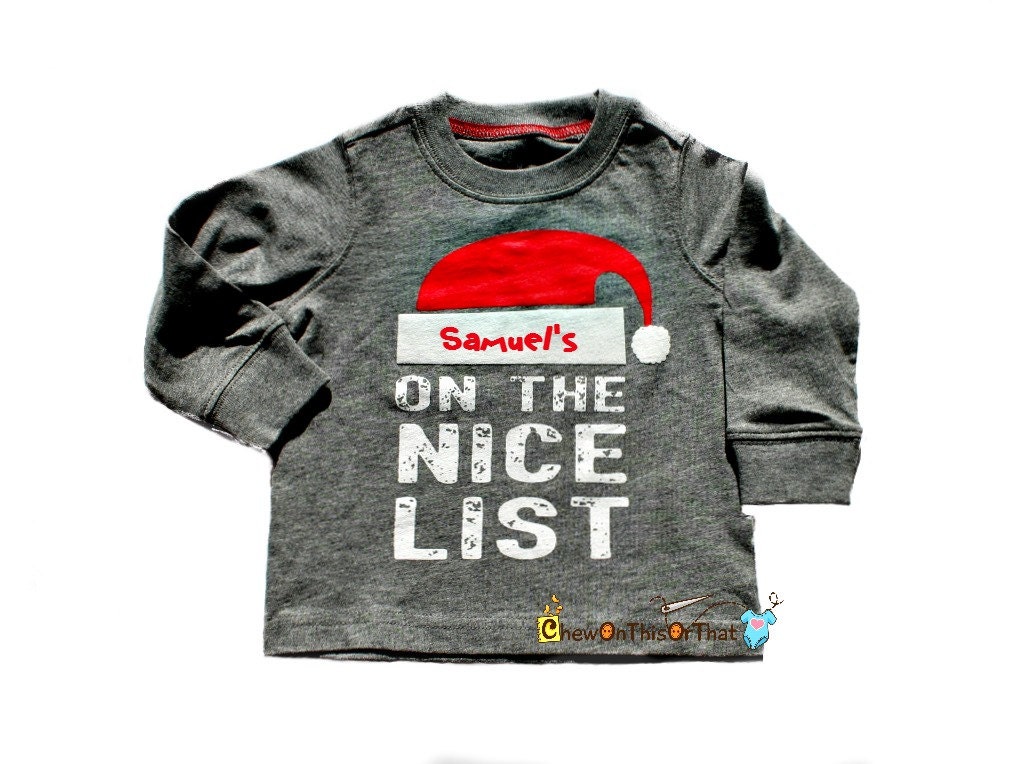 Personalisierte Nikolausmütze Shirt - Elfenmütze -Baby Erste Weihnachten Foto Requisite Grau Langarmshirt Für Neugeborene, Babys, Kleinkinder von ChewOnThisOrThat