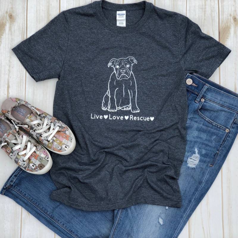 Bulldog T-Shirt, Live, Liebe, Rettung, T Shirt, Englisch Geschenke, Niedlicher Hund Bulldog T-Shirt, Live, Liebe, Rettung, T Shirt, Englisch Geschenke, Niedlicher Hund von Chewlinkagear
