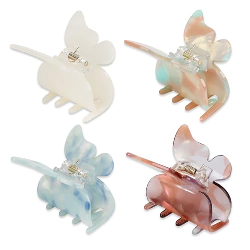 4 Stück Schmetterling Haarklammern Acetat Jaw Clips für Frauen Elegante Haarschmuck 4 Stück Schmetterling Haarklammern Acetat Jaw Clips für Frauen Elegante Haarschmuck von Chewtoyo