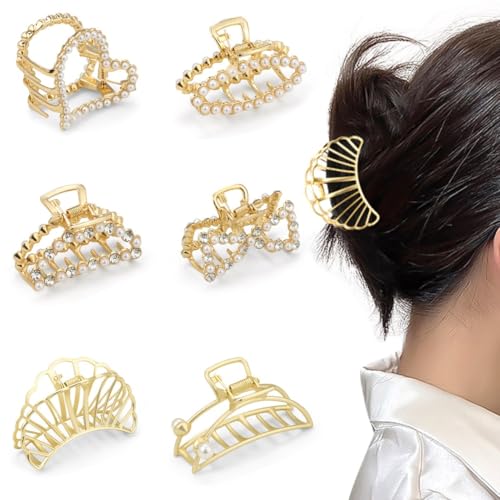 6 Gold Haarspangen Set Rutschfeste Haarspangen Metall Haarschmuck für Frauen Geschenkidee für Mutter Frau Tochter von Chewtoyo