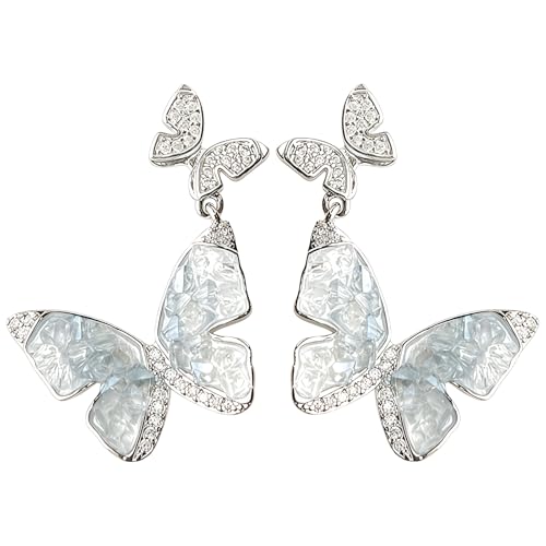925 Silber Schmetterling Ohrringe mit Kristalldetails, leichtes und schickes Design für den täglichen Gebrauch, perfekt für verschiedene Anlässe, Geschenk bereit, detaillierte Schnitzereien von Chewtoyo
