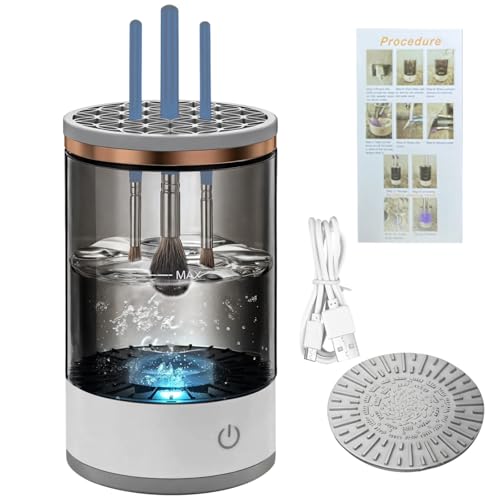 Wiederaufladbarer Make-up-Pinselreiniger mit Trocknungsfunktion, tragbar und automatisch, Ein-Knopf-Bedienung, Schwarz von Chewtoyo