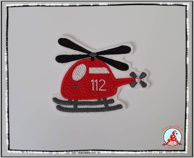 Aufnäher 112 Hubschrauber Applikation Aufbügler Feuerwehr von CheyennenShop
