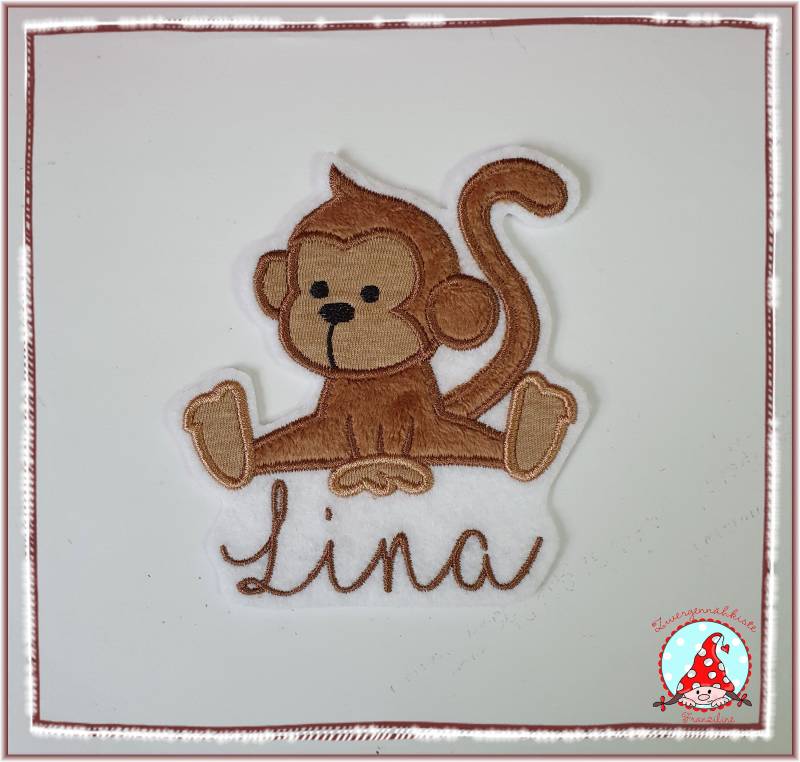 Aufnäher Affe Mit Namen Applikation Aufbügler Äffchen Monky von CheyennenShop