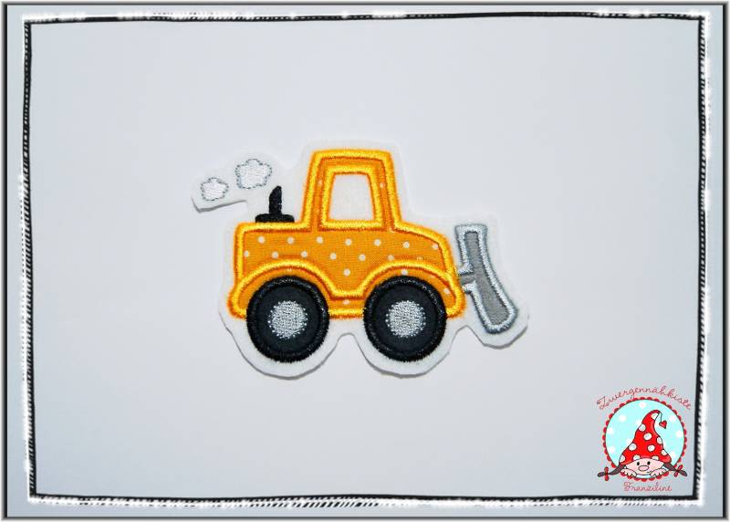 Aufnäher Bagger Mit Wolken Applikation Aufbügler Wolke Schneebagger Schieber Baufahrzeug von CheyennenShop
