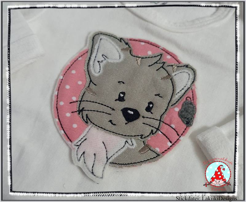 Aufnäher Button Katze Mit Maus Applikation Aufbügler Kätzchen Mäuschen von CheyennenShop