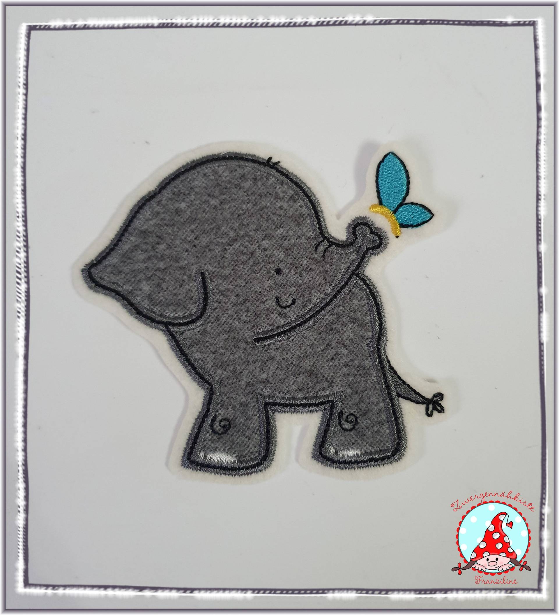 Aufnäher Elefant Und Schmetterling Applikation Aufbügler Flicken von CheyennenShop
