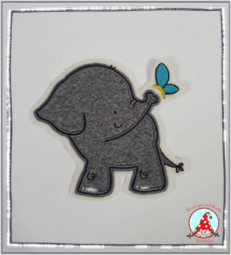 Aufnäher Elefant Und Schmetterling Applikation Aufbügler Flicken von CheyennenShop