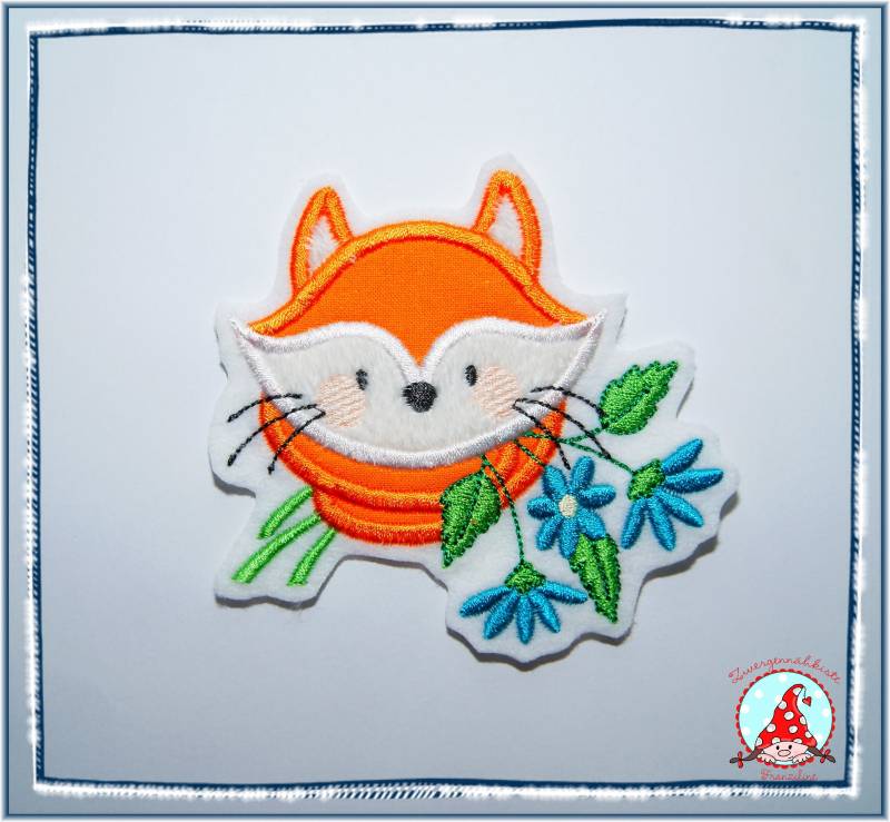 Aufnäher Fuchs Mit Blumen Applikation Aufbügler Blümchen Fuchskopf von CheyennenShop
