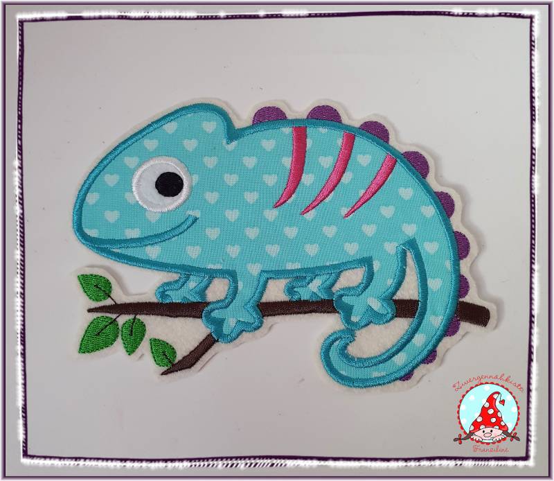 Aufnäher Großes Chamäleon Auf Dem Ast Applikation Aufbügler Flicken Chamäleons von CheyennenShop