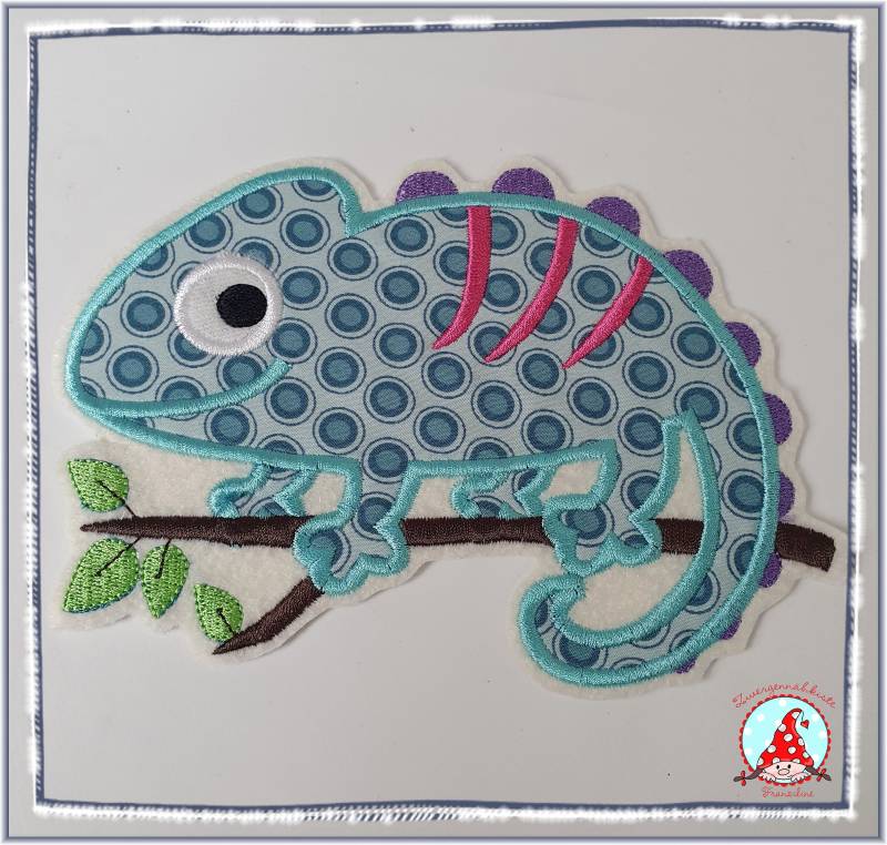 Aufnäher Großes Chamäleon Auf Dem Ast Applikation Aufbügler Flicken Chamäleons von CheyennenShop