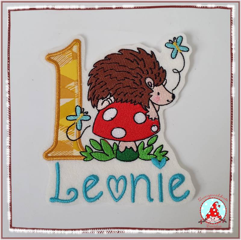 Aufnäher Igel Und Pilz Mit Zahl + Name Applikation Aufbügler von CheyennenShop