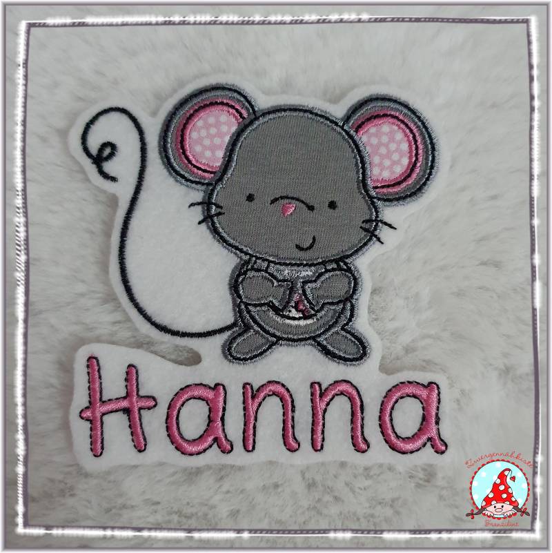 Aufnäher Mäuschen Mit Name Applikation Aufbügler Flicken Maus von CheyennenShop
