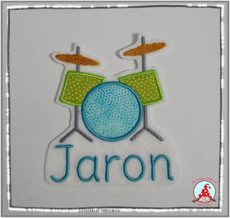 Aufnäher Schlagzeug Mit Namen Applikation Aufbügler Flicken Rock Noten von CheyennenShop