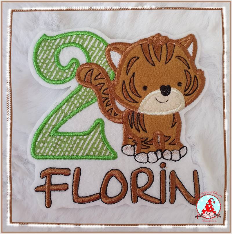 Aufnäher Tiger Mit Name Und Geburtstag Zahl Applikation Aufbügler Flicken von CheyennenShop