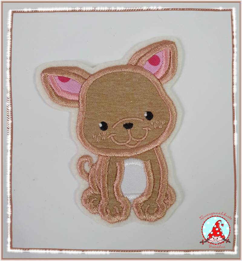 Chihuahua Hündchen Aufnäher Applikation Aufbügler Flicken Hund von CheyennenShop