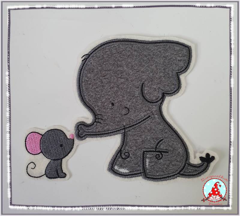 Elefant Mit Maus Aufnäher Hand Applikation Aufbügler Flicken von CheyennenShop