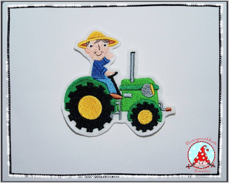 Traktor Mit Bauer Aufnäher Applikation Aufbügler Flicken Bauernhof von CheyennenShop
