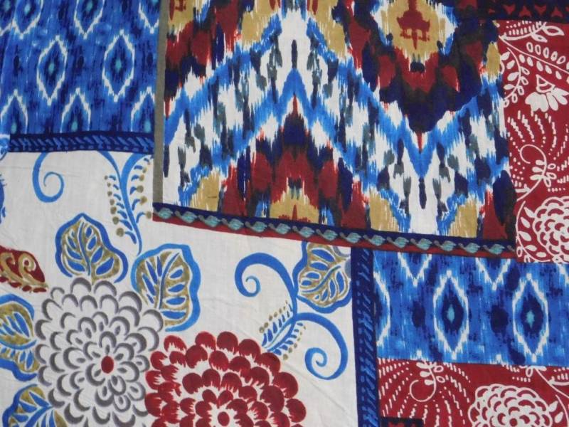 Handblockdruck Baumwollstoff Florales Patchwork Nähmaterial von Chhipaarts