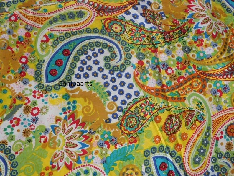 Handbedruckter Paisley-Baumwoll-Voile-stoff Natürlicher Pflanzenfarbstoff Handbedruckter Paisley-Baumwoll-Voile-stoff Natürlicher Pflanzenfarbstoff von Chhipaarts
