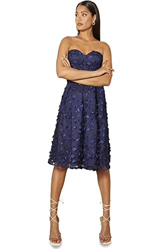 Chi Chi London Damen Bandeau-Midikleid in Marineblau mit Blumenmuster Kleid für besondere Anlässe, Navy, 34 von Chi Chi London