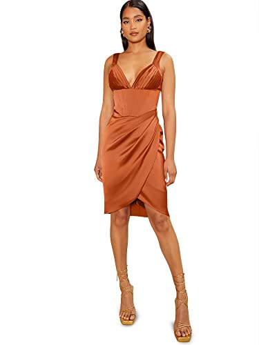 Chi Chi London Damen Gerafftes Minikleid im Korsett-Stil, rostfarben Kleid für besondere Anlässe, Rust, 32 von Chi Chi London