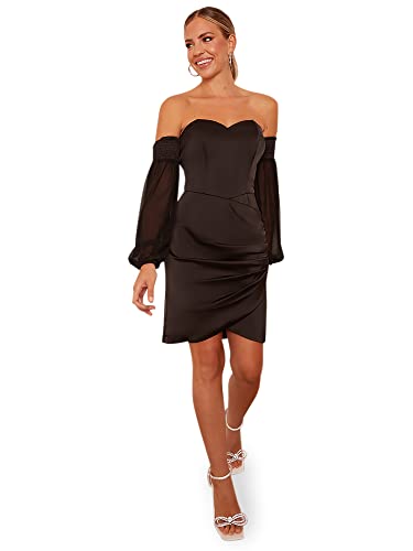 Chi Chi London Damen Langärmeliges Minikleid im Korsett-Stil in Schwarz Kleid für besondere Anlässe, 36 von Chi Chi London