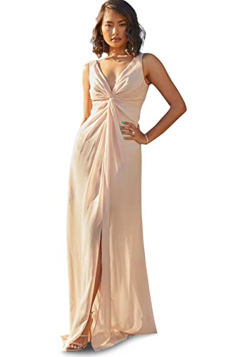 Chi Chi London Damen Maxikleid mit Knotenverzierung, champagnerfarben Cocktailkleid, 36 Chi Chi London Damen Maxikleid mit Knotenverzierung, champagnerfarben Cocktailkleid, 36 von Chi Chi London