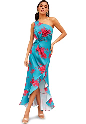 Chi Chi London Damen One Shoulder Floral Printed Midi Dress in Teal Kleid, 12 von Chi Chi London