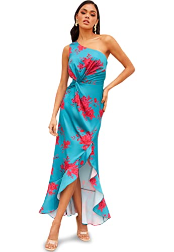 Chi Chi London Damen One Shoulder Floral Printed Midi Dress in Teal Kleid, 14 von Chi Chi London