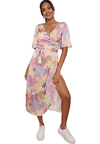 Chi Chi London Damen Wickelkleid mit Blumenmuster in Mehrfarbig Kleid für besondere Anlässe, Multi, 34 Chi Chi London Damen Wickelkleid mit Blumenmuster in Mehrfarbig Kleid für besondere Anlässe, Multi, 34 von Chi Chi London