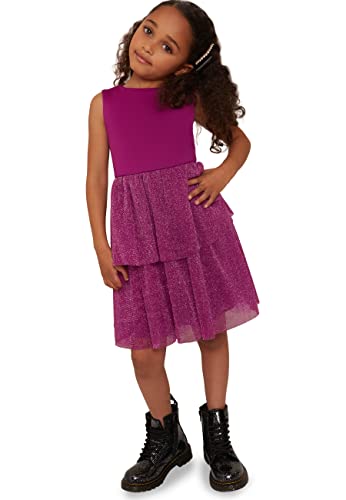 Chi Chi London Mädchen Lurex – Gestuftes Midikleid Berry Kleid, Beere, 7 Jahre von Chi Chi London