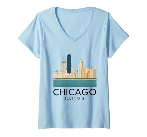 Damen Chicago Windy City Downtown Loop Südseite North 312 River T-Shirt mit V-Ausschnitt von Chi-Town 312 Originals