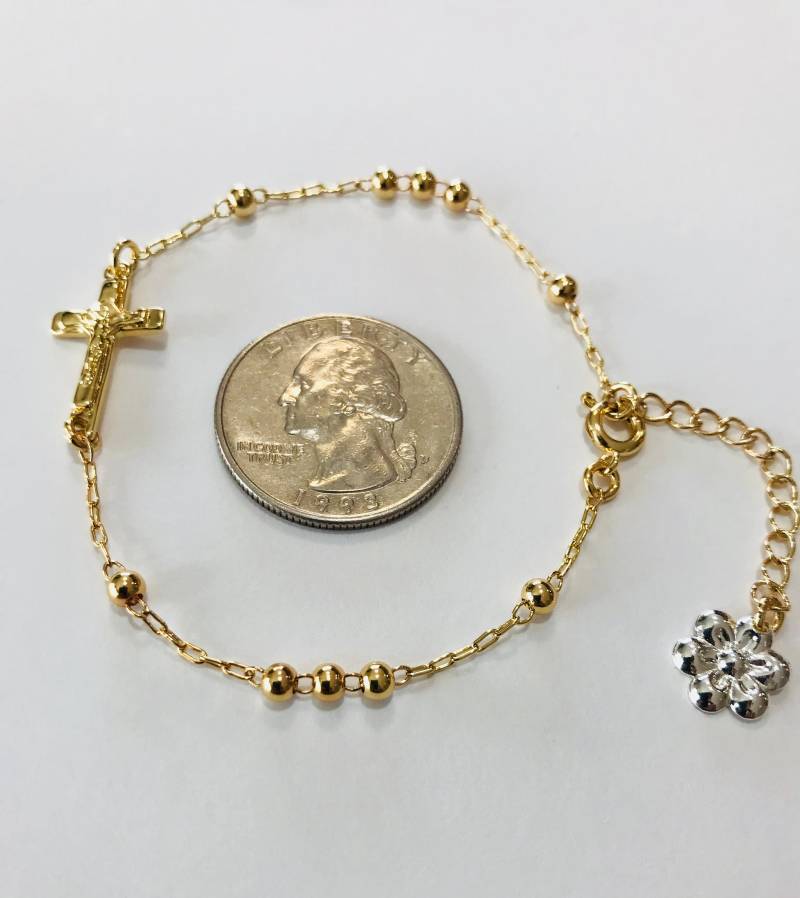 Vergoldete Perlen Kruzifix Armband/Pulsera Concrucico Y Bolas De Oro Laminado Ajustable Vergoldete Perlen Kruzifix Armband/Pulsera Concrucico Y Bolas De Oro Laminado Ajustable von ChiCaliDesign