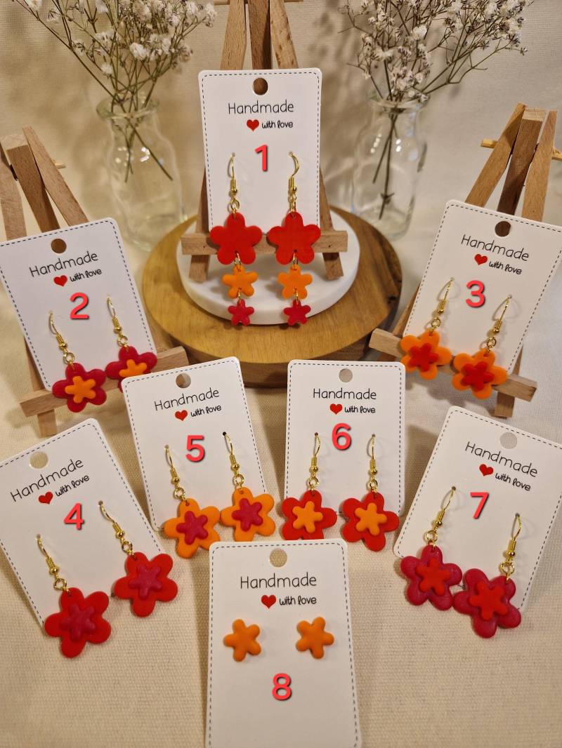 Wunderschöne Blütenohrringe Aus Polymerclay von ChiMibyStephanie