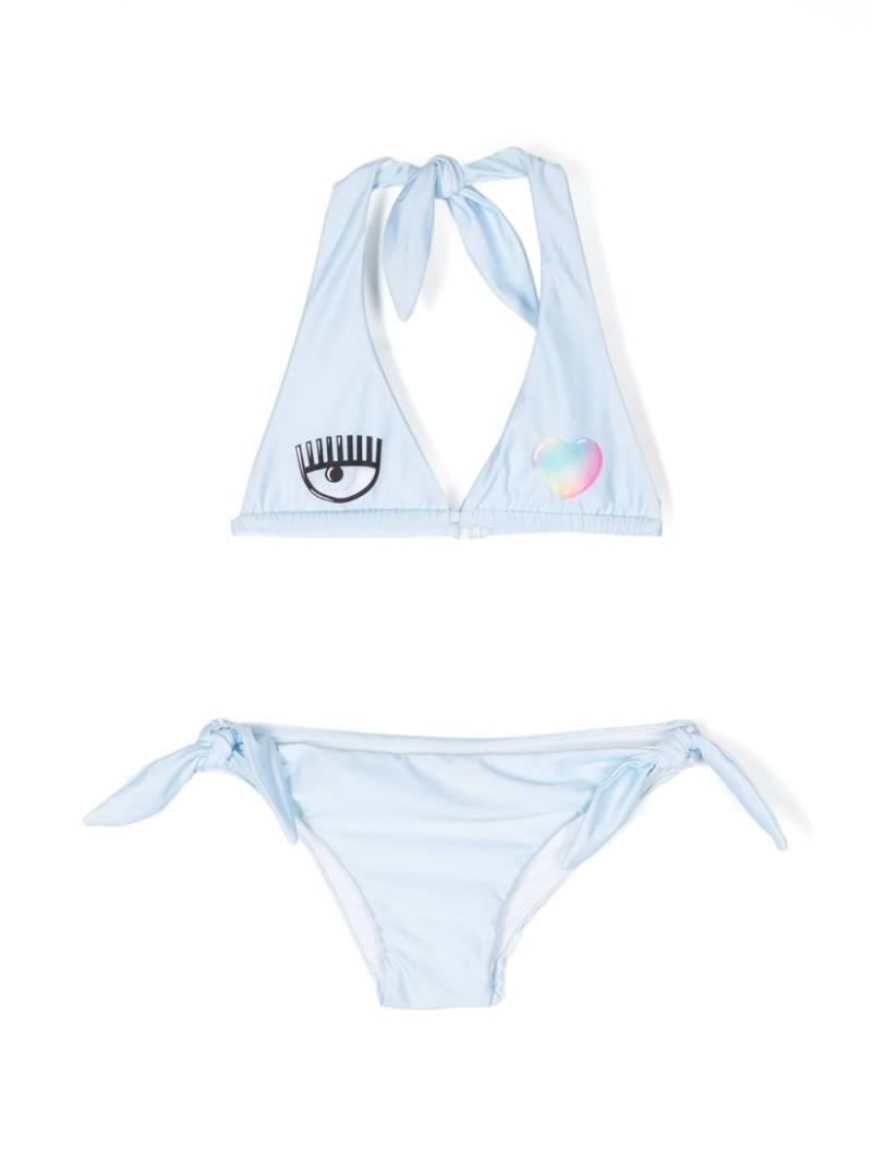 Chiara Ferragni Kids Bikini mit Logo-Patch - Blau von Chiara Ferragni Kids