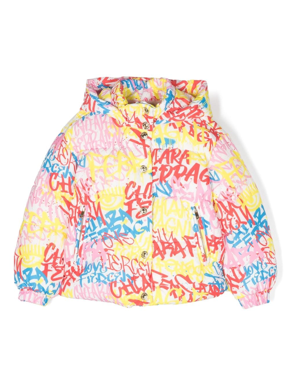 Chiara Ferragni Kids Gefütterte Jacke mit Logo-Print - Weiß von Chiara Ferragni Kids