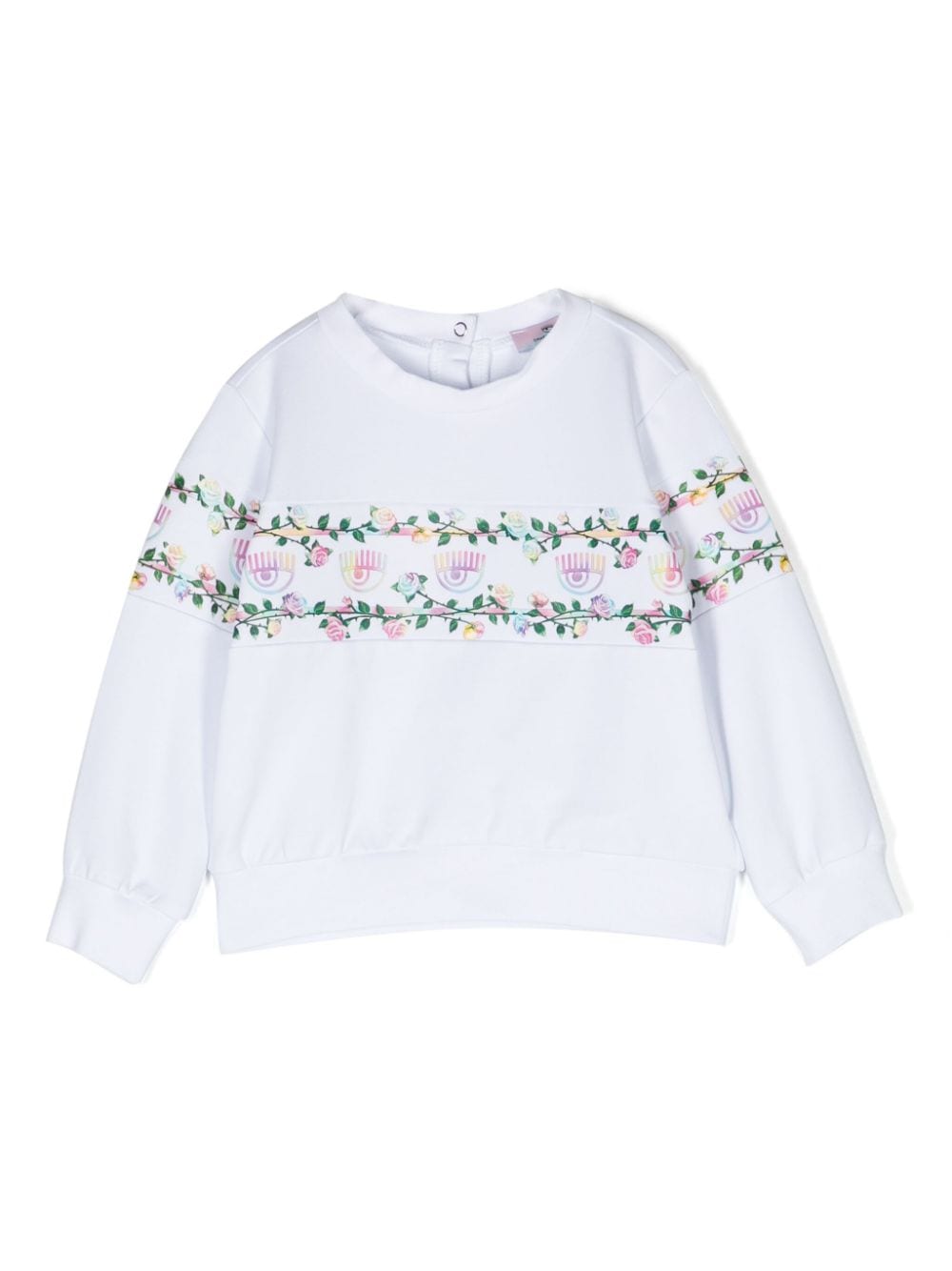 Chiara Ferragni Kids Gestreiftes Sweatshirt mit Eyelike-Motiv - Weiß von Chiara Ferragni Kids