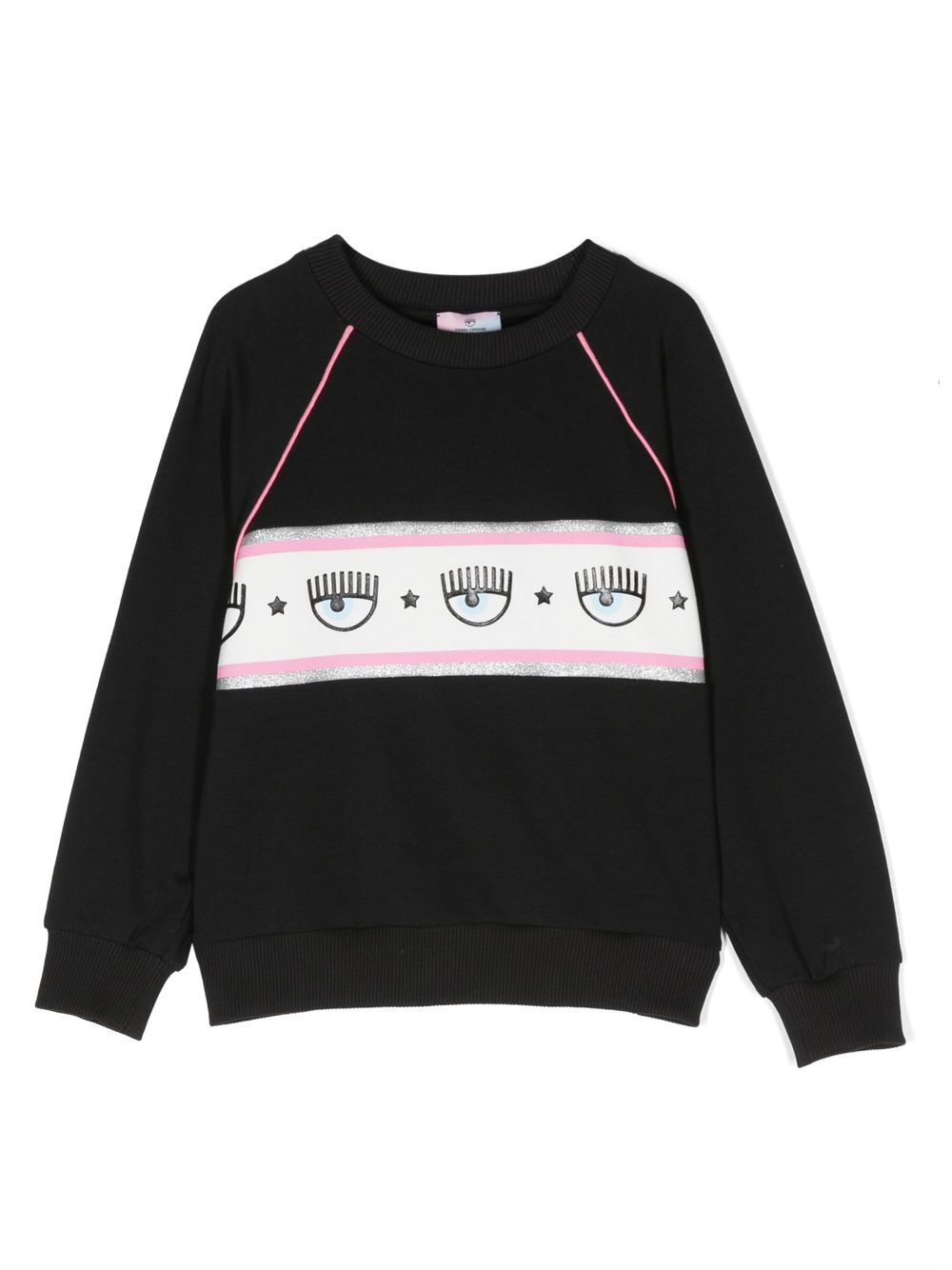 Chiara Ferragni Kids Sweatshirt mit Eyelike-Streifen - Schwarz von Chiara Ferragni Kids